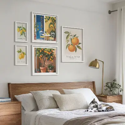 Conjunto de cuadros decorativos con diseño de estilo rústico italiano de frutas