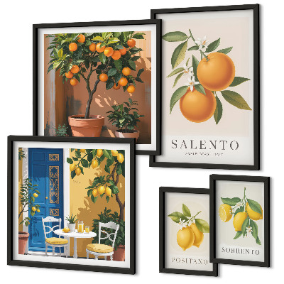 Conjunto de cuadros decorativos Estilo rústico italiano con frutas