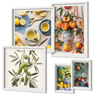 Pared galería de arte Decoración rústica con frutas y flores