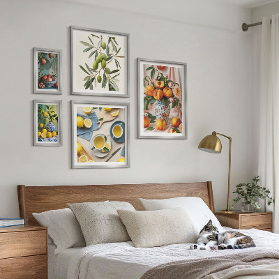 Pared galería de arte Decoración rústica con frutas y flores