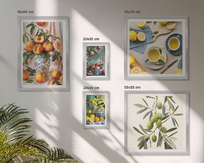 Pared galería de arte Decoración rústica con frutas y flores
