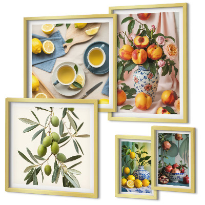 Pared galería de arte Decoración rústica con frutas y flores