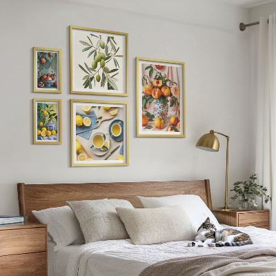 Pared galería de arte Decoración rústica con frutas y flores