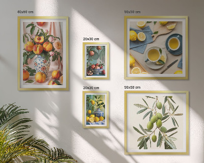 Pared galería de arte Decoración rústica con frutas y flores