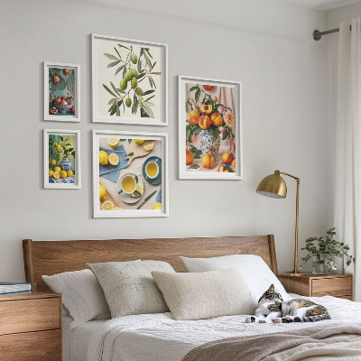 Pared galería de arte Decoración rústica con frutas y flores