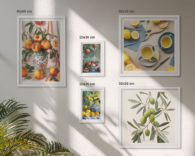 Pared galería de arte Decoración rústica con frutas y flores