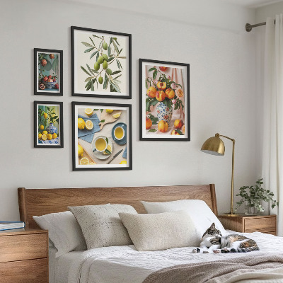 Pared galería de arte Decoración rústica con frutas y flores
