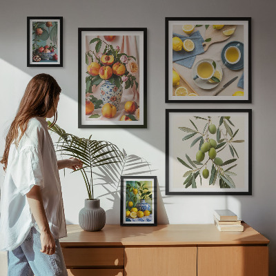 Pared galería de arte Decoración rústica con frutas y flores