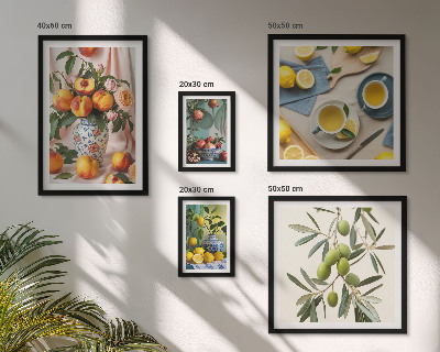 Pared galería de arte Decoración rústica con frutas y flores