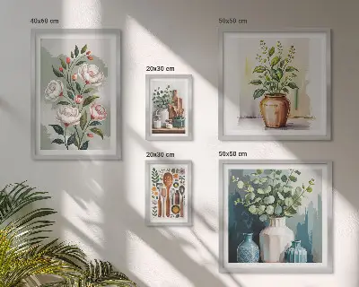 Set de 5 cuadros decorativos para salón decoración con motivos de plantas para cocina