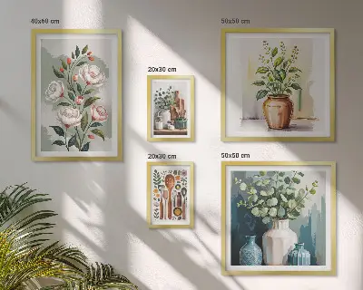 Set de 5 cuadros decorativos para salón decoración con motivos de plantas para cocina