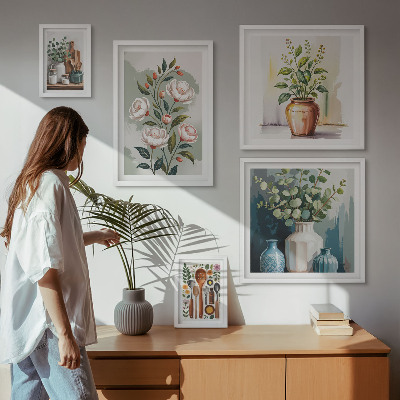Set de 5 cuadros para salón Decoración de cocina con plantas con estilo