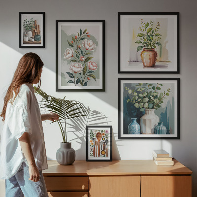 Set de 5 cuadros para salón Decoración de cocina con plantas con estilo