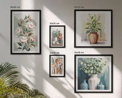 Set de 5 cuadros decorativos para salón decoración con motivos de plantas para cocina