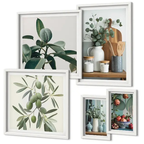Conjunto de cuadros decorativos con diseño de plantas escandinavas naturales