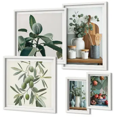 Conjunto de cuadros decorativos con diseño de plantas escandinavas naturales