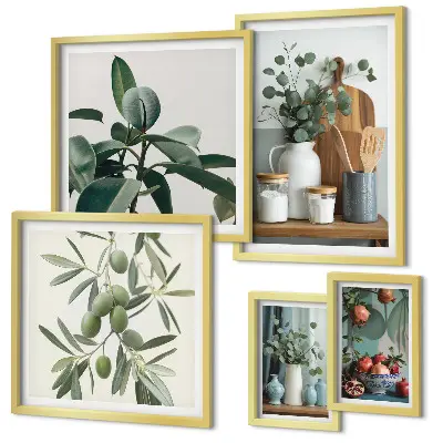 Conjunto de cuadros decorativos con diseño de plantas escandinavas naturales