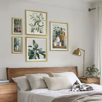Conjunto de cuadros decorativos con diseño de plantas escandinavas naturales