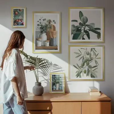 Conjunto de cuadros decorativos con diseño de plantas escandinavas naturales