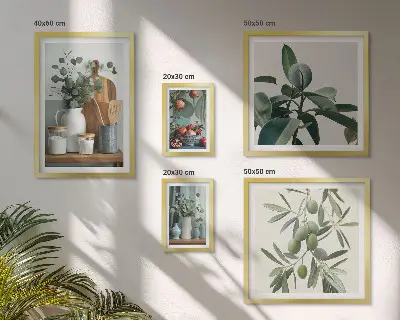Conjunto de cuadros decorativos con diseño de plantas escandinavas naturales
