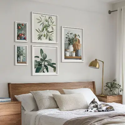 Conjunto de cuadros decorativos con diseño de plantas escandinavas naturales