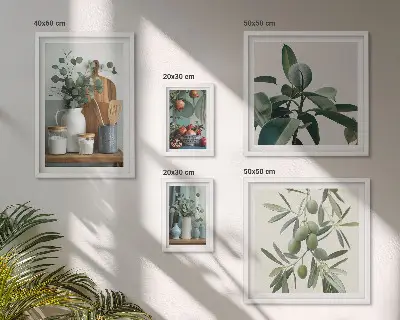 Conjunto de cuadros decorativos con diseño de plantas escandinavas naturales