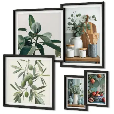 Conjunto de cuadros decorativos con diseño de plantas escandinavas naturales