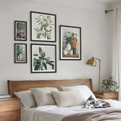 Conjunto de cuadros decorativos con diseño de plantas escandinavas naturales