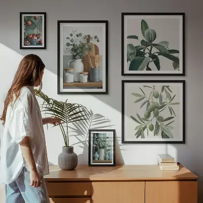 Conjunto de cuadros decorativos con diseño de plantas escandinavas naturales