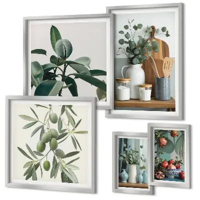 Conjunto de cuadros decorativos con diseño de plantas escandinavas naturales