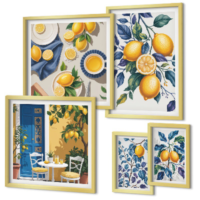 Set de 5 cuadros para salón Cocina provenzal con cítricos