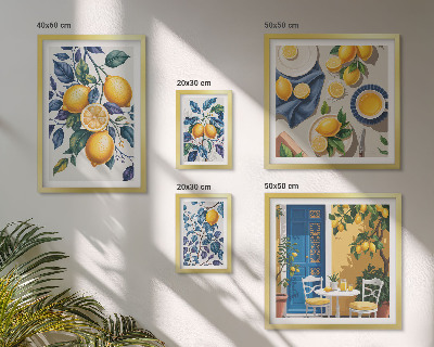 Set de 5 cuadros para salón Cocina provenzal con cítricos
