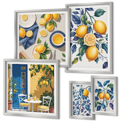 Set de 5 cuadros para salón Cocina provenzal con cítricos