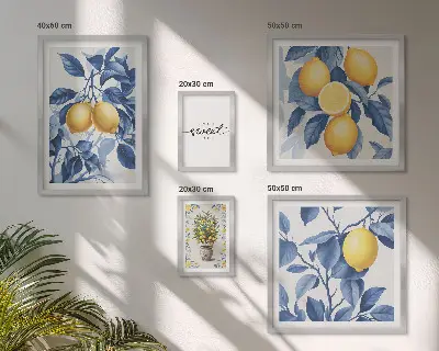 Pared galería de arte con diseño de toques rústicos de limón