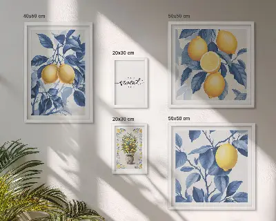 Pared galería de arte con diseño de toques rústicos de limón