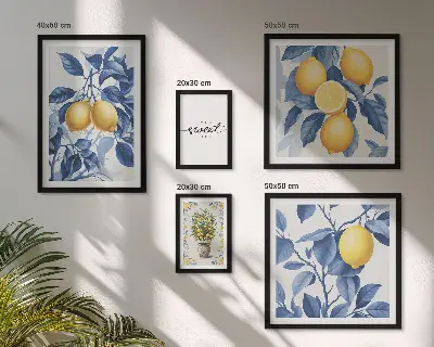 Pared galería de arte con diseño de toques rústicos de limón