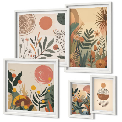 Conjunto de cuadros decorativos Motivos abstractos de plantas de estilo bohemio