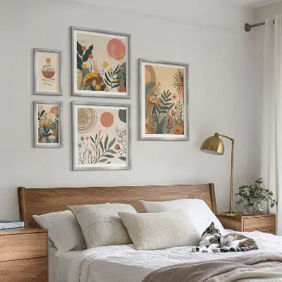 Conjunto de cuadros decorativos con motivos abstractos de plantas de estilo bohemio