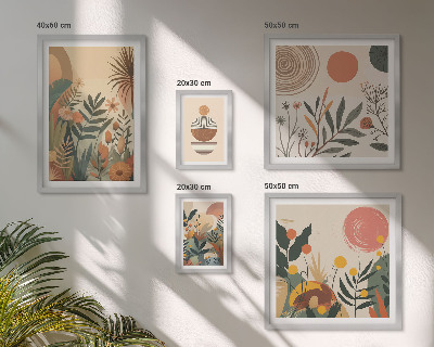 Conjunto de cuadros decorativos Motivos abstractos de plantas de estilo bohemio