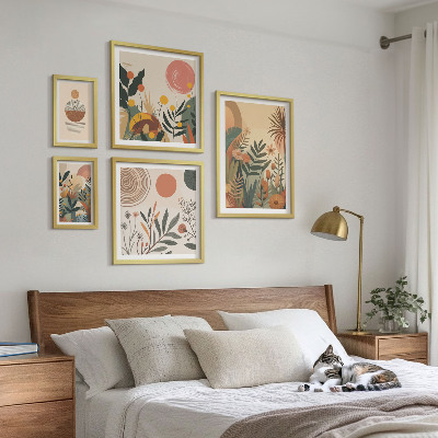 Conjunto de cuadros decorativos Motivos abstractos de plantas de estilo bohemio