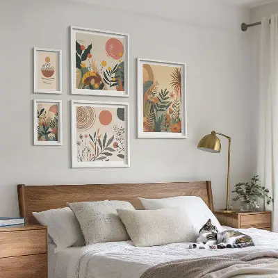 Conjunto de cuadros decorativos con motivos abstractos de plantas de estilo bohemio