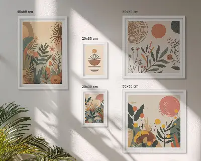 Conjunto de cuadros decorativos con motivos abstractos de plantas de estilo bohemio
