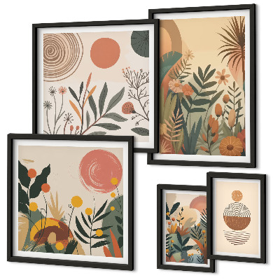 Conjunto de cuadros decorativos Motivos abstractos de plantas de estilo bohemio
