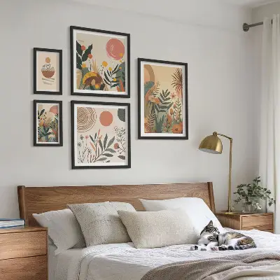 Conjunto de cuadros decorativos con motivos abstractos de plantas de estilo bohemio