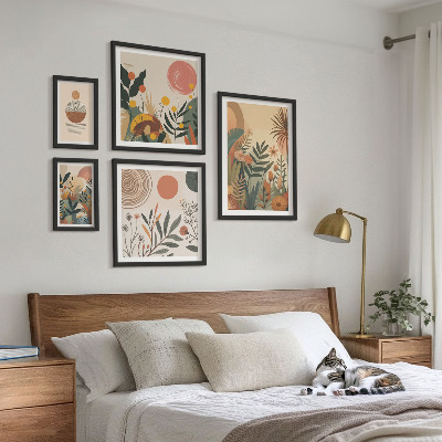Conjunto de cuadros decorativos Motivos abstractos de plantas de estilo bohemio