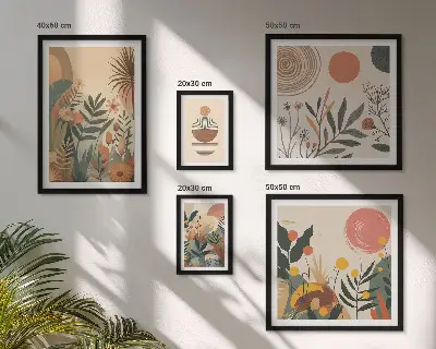 Conjunto de cuadros decorativos con motivos abstractos de plantas de estilo bohemio