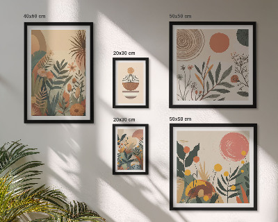 Conjunto de cuadros decorativos Motivos abstractos de plantas de estilo bohemio
