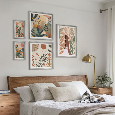 Set de 5 cuadros para salón Estilo bohemio con una figura de planta