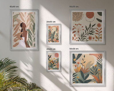 Set de 5 cuadros para salón Estilo bohemio con una figura de planta