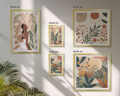 Set de 5 cuadros para salón Estilo bohemio con una figura de planta